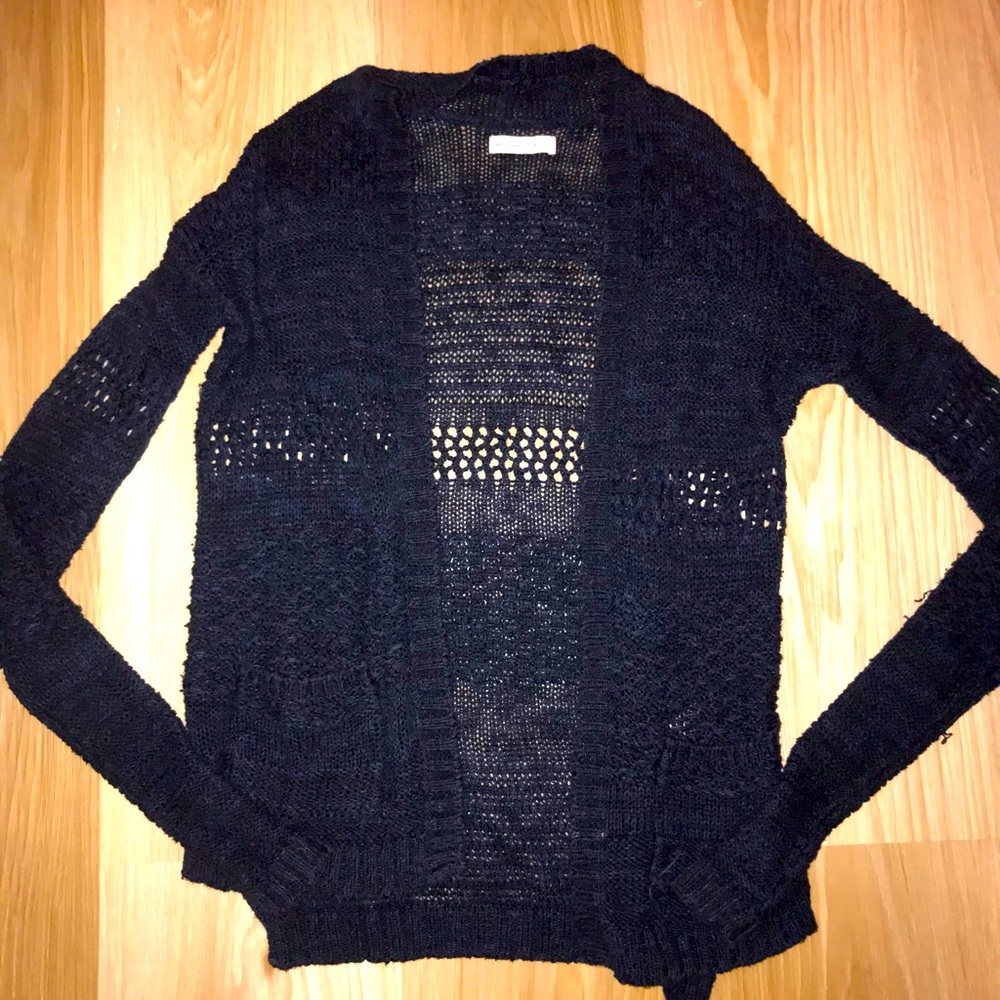 Abercrombie & Fitch dark blue crochet knit cardigan